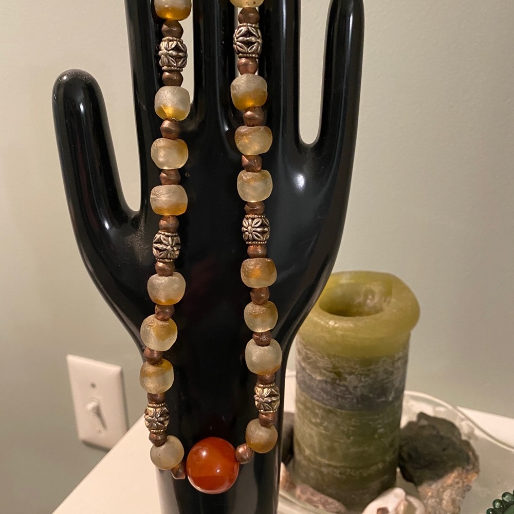 Glass and Metal Beaded Necklace